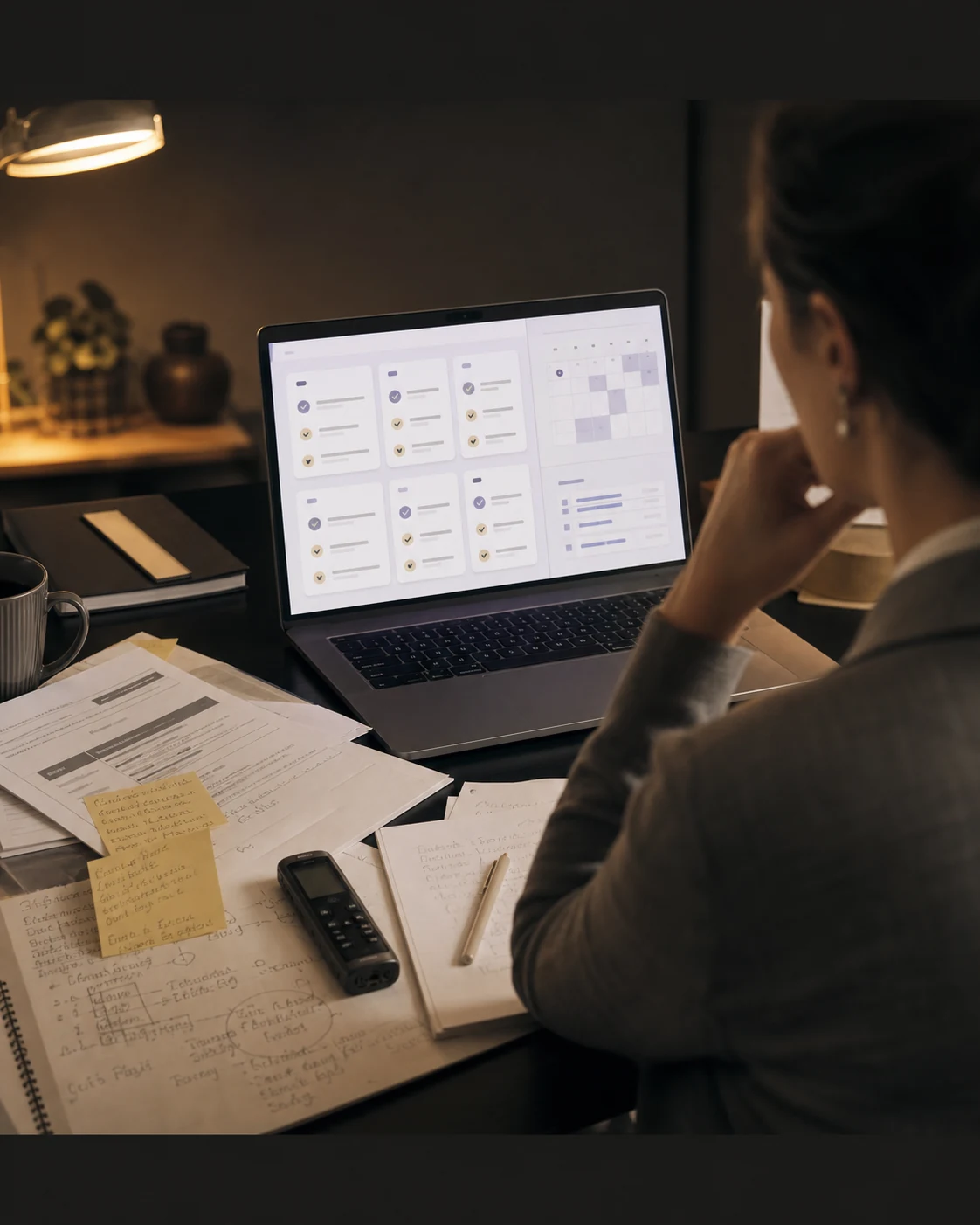 A business owner turning meeting notes into a clear AI-assisted action plan